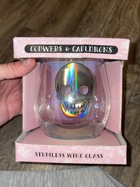 T.J.Maxx Pink Iridescent Skull Stemless Glass